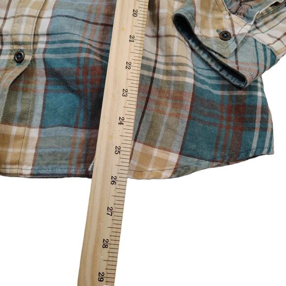 Natural Reflections Men's Brown Blue Plaid Double Breasted Button Up Size M - Picture 4 of 7